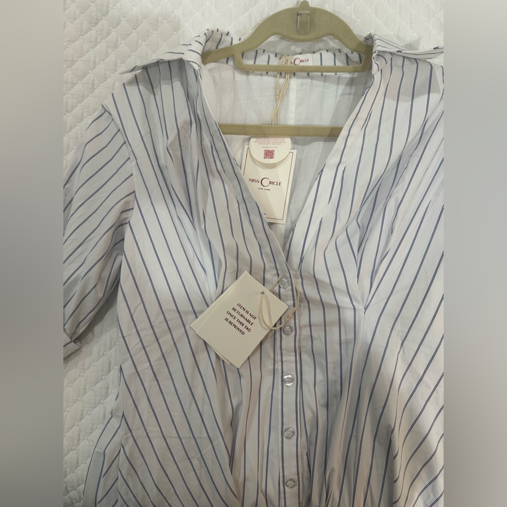 Miss Circle Cotton Poplin Pleated Midi Preppy Shirt Dress SOLD OUT ONLINE - Picture 9 of 15
